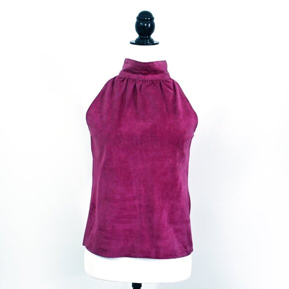 Vintage Suede Halter Top 1980s Disco Party Wilsons Suede & Leather Korea RARE - Picture 1 of 13